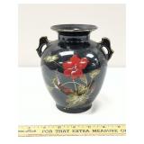 Oriental Black Floral Fine China Vase Japan