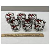 Red Black Swirl Glass Tumbler Set 6 Pieces