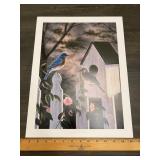 Kelley Bluebirds & Birdhouse Floral Wildlife Print