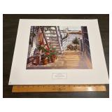 Peter Sculthorpe "Blue Stair and Begonias" Print