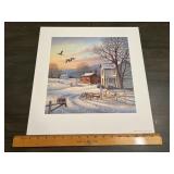 Winter Barn & Geese Signed Numbered Wildlife Print