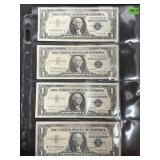 4 1957 $1 Silver Certificate Notes