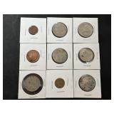 9 Assorted Foreign Coins