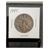 1945 Walking Liberty Silver Half Dollar