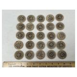 25 Vintage Round Wooden Drink Chips