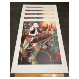 5 Christmas 1991 Holiday Fireplace Stocking Prints
