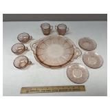 Pink Depression Glass Tea Set