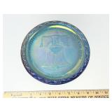 Liberty Bell Blue Irrodescent Carnival Glass Plate
