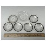 7 Small Glass Dishes / Coasters