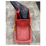 Red Plastic Snow Sled, Milk Crate, Clay Thrower