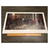 Hunter and Deer Autumn Woods Wildlife Print