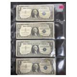4 1957 $1 Silver Certificate Notes