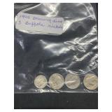 1944 Mercury dime & (3) Buffalo Nickels, buyer to