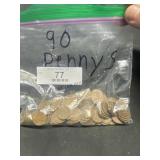 (90) Wheat Pennies - PDS, buyer to determine grade
