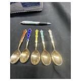 Set of 5 Coffee Spoons w/ Nice Enamel Handles, buy