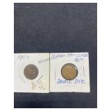 1971-S Double Die Penny & 1907 Indian Head Penny,