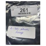 (2) 925 Silver Rings, buyer to determine authentic