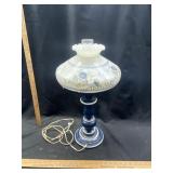 Wooden-Base Lamp w/ Glass Shade