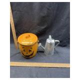Small Galvanized Watering Can & Halloween Metal Bu
