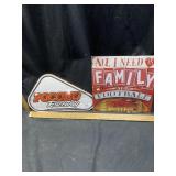 Wooden Pocono Raceway Sign & Arkansas Razorbacks T