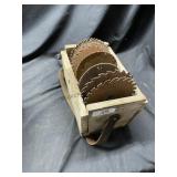 Wooden Sawblade Box w/ Leather Handle