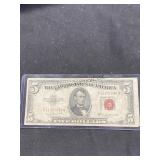 1953-B & 1963 $5 Red Seals, buyer to determine gra