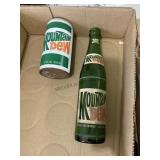 Vintage Metal Mountain Dew Can & Glass Bottle
