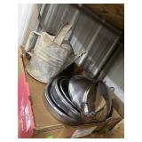 Galvanized Watering Can & (5) Hub Caps