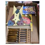 Knife Set, Walt Disney DVD, Wooden Art, & Book of