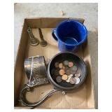Assorted Brass Mouthpieces, Bronze Coin Holder, Ca
