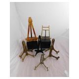 Brass & Wood Tabletop Easels , Brass Plate Stands