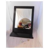 NEW Wall Mirror w/Shelf & 3 Hooks Dark Brown (asse