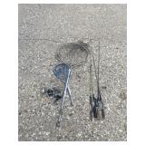 (4) Rods some w/ wooden handles, (4) Reels - Johns