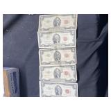 (5) 1953-1963 $2 Red Seals, buyer to determine gra