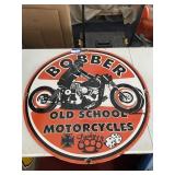 30" Bobber Old School Motorcycle Porcelain Sign, p