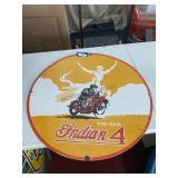 30" Indian 4 Motorcycle Porcelain Sign, per sell