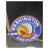 12" Washington Gasoline Porcelain Sign, per seller