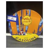 12" Shell Gasoline Porcelain Sign, per seller
