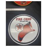 12" Fire Chief Gasoline Texaco Round Tin Sign