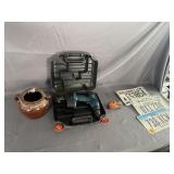 18v B&D Drill (No Battery), Laser Level, Bean Pot,