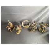 (4) Horse & Native American Statues