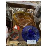 Coca-Cola Glass, Blue Glass Dish, & Glass Dish