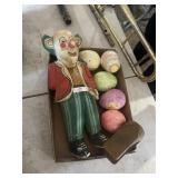 Wooden Clown & Decorative Eggs