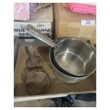 Crofton Pans, Metal Ash Tray, & Hog Scrape