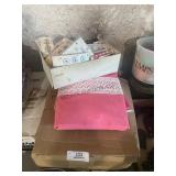 Large Box of Lines, Table Cloths, & Buttons