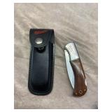 Milwaukee Pocket Knife w/ Leather - 7.5" Lock Back