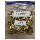 (200) 9mm Cases Wet Tumbled Cleaned Brass