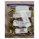 (200) .40 S&W Cases Wet Tumbled Cleaned Brass