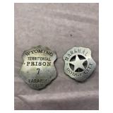 Vintage Wyoming Prison #7 Badge & Dodge City Polic