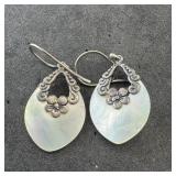 Sterling silver mother-of-pearl earrings. Marked .